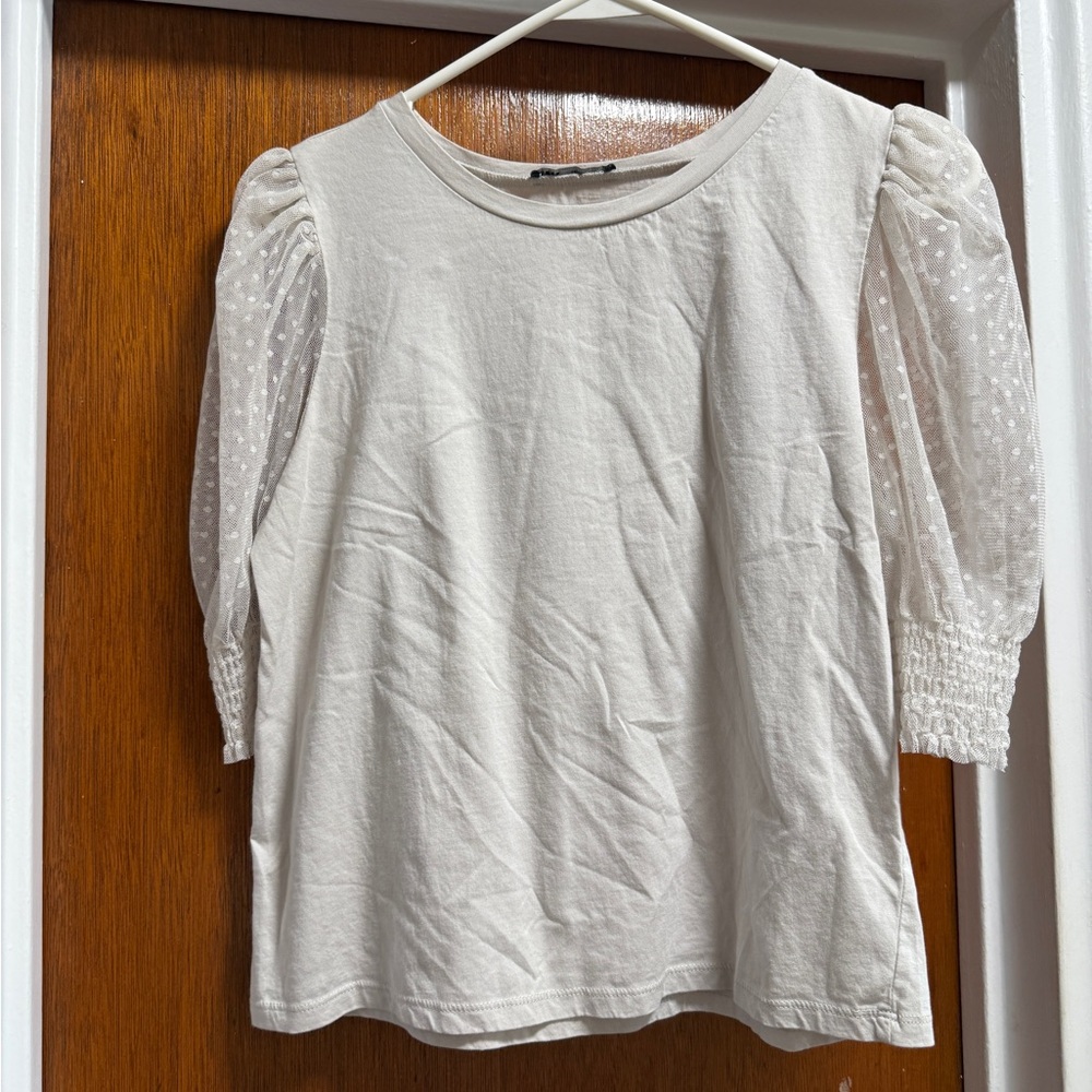 Zara Cream Puff Sleeve Blouse